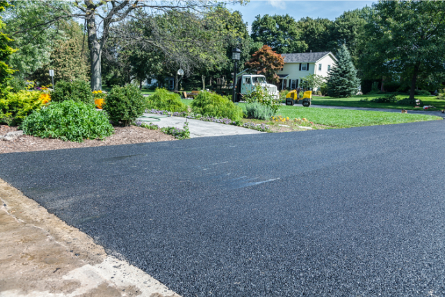 New Asphalt Driveway at Suburban Residential Home